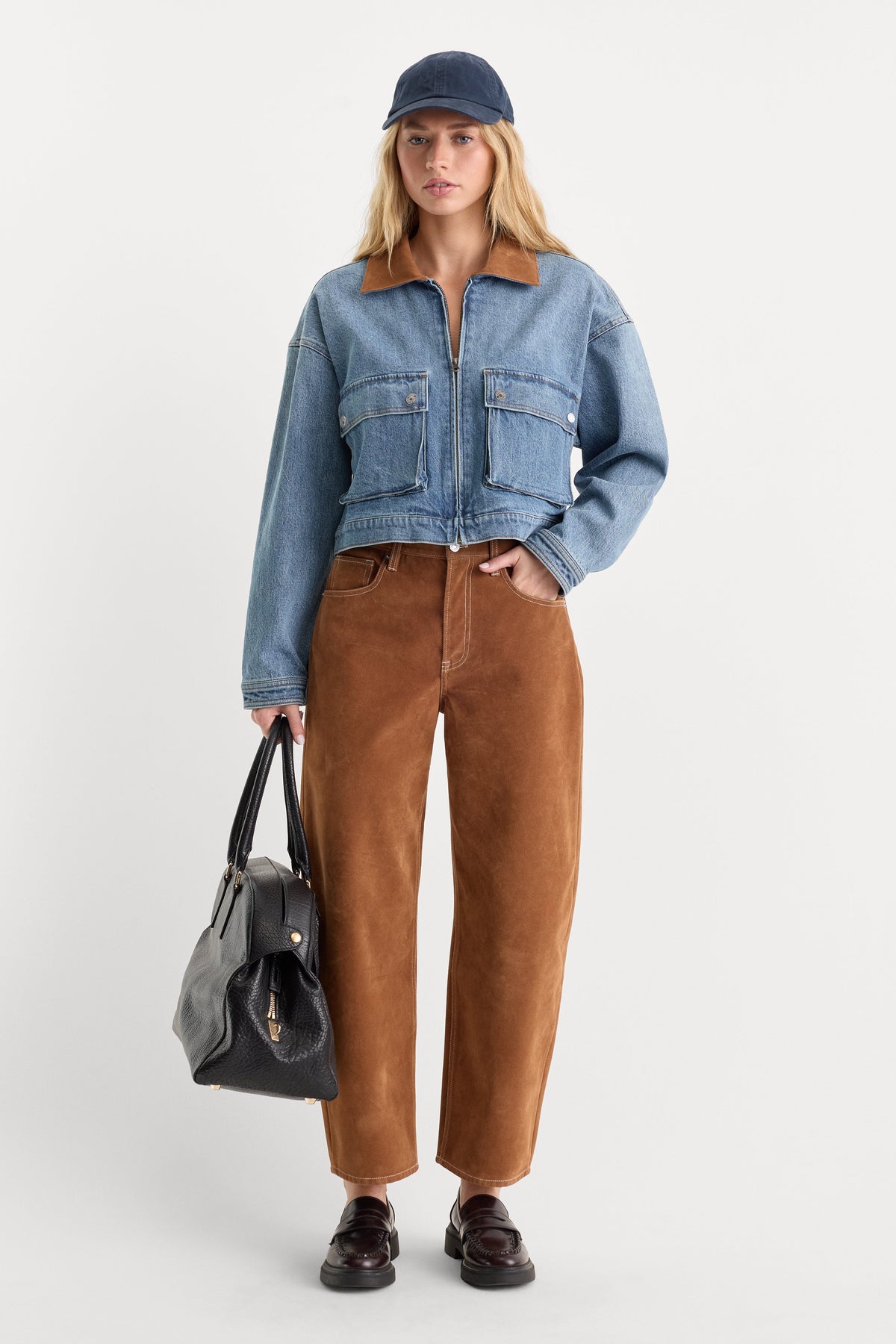 Luxury THE DENIM SWING CROPPED JACKET AMBER