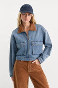Luxury THE DENIM SWING CROPPED JACKET AMBER