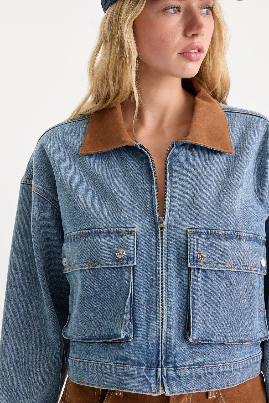 Luxury THE DENIM SWING CROPPED JACKET AMBER