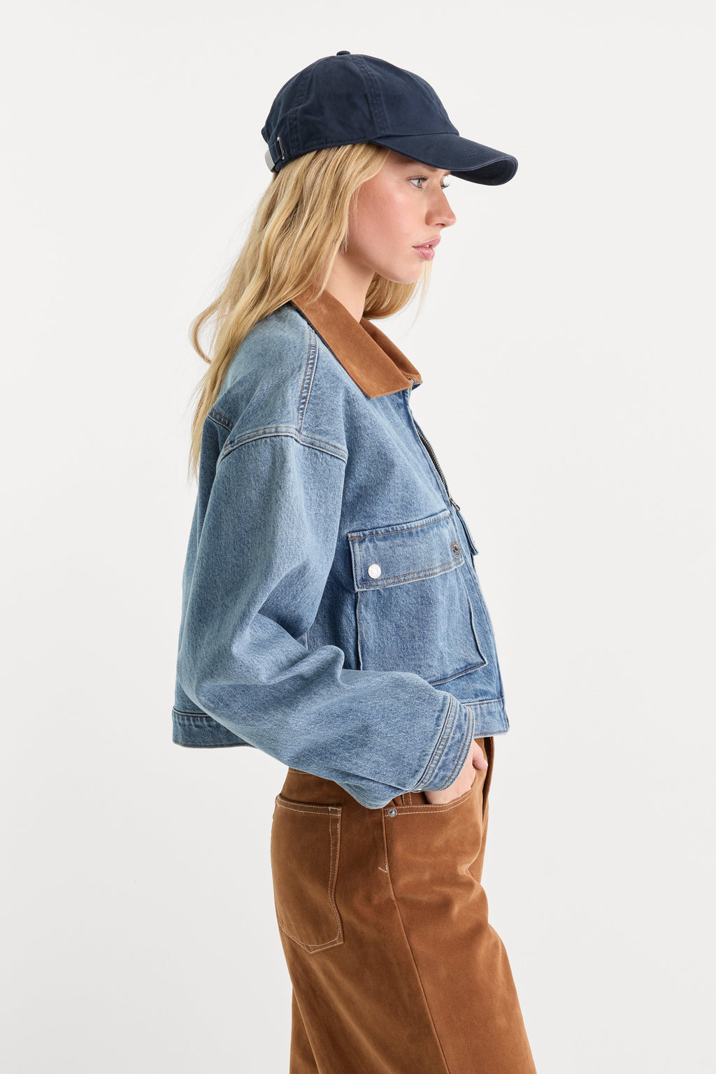 Luxury THE DENIM SWING CROPPED JACKET AMBER