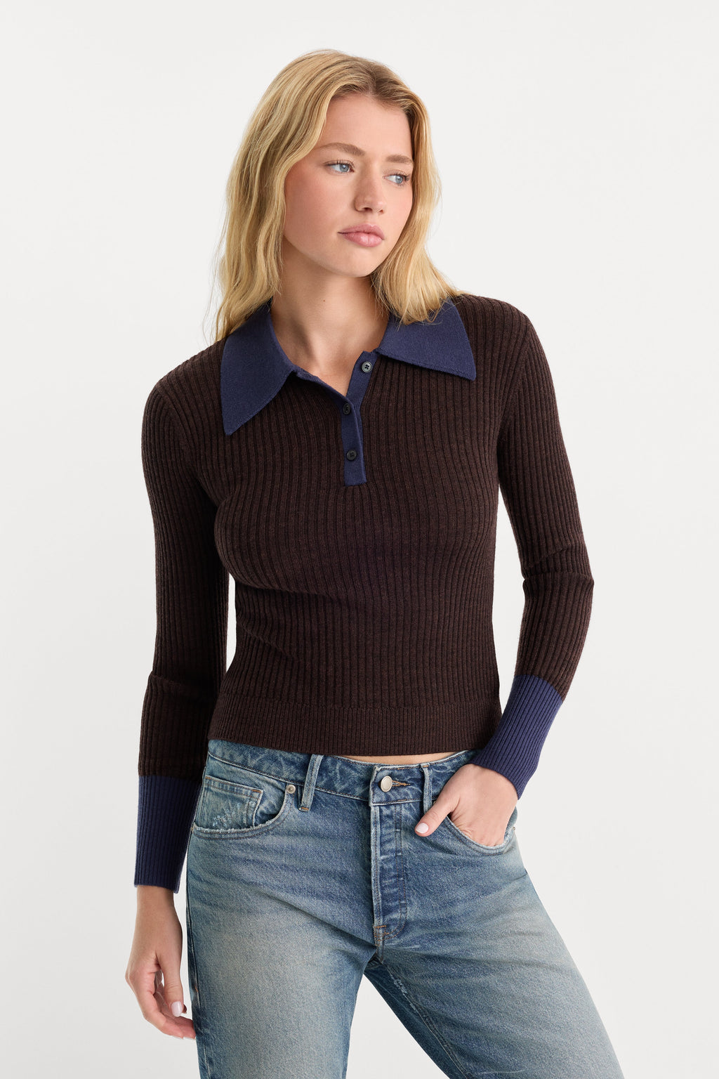 Luxury THE KNIT POLO SWEATER ESPRESSO
