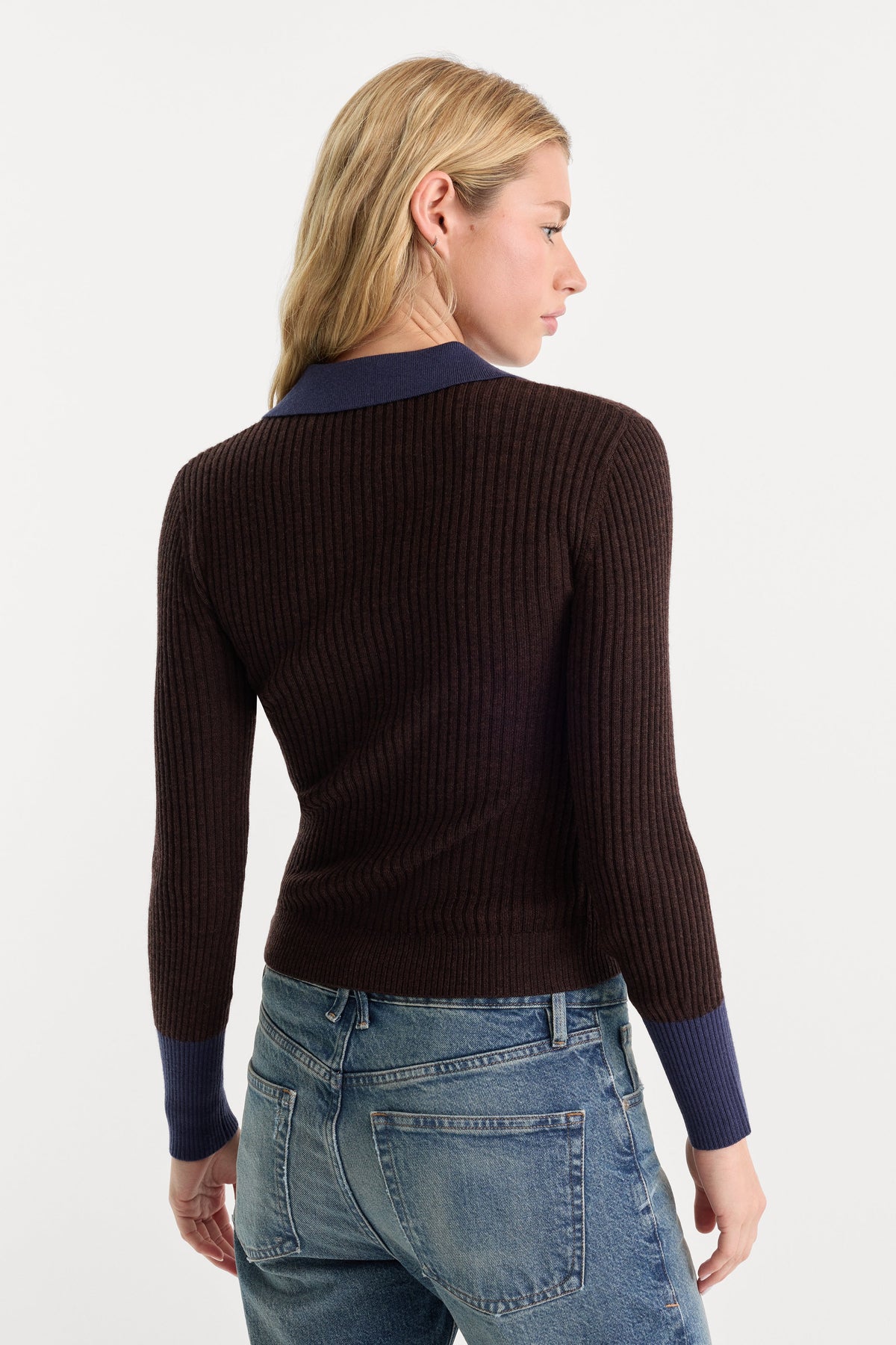 Luxury THE KNIT POLO SWEATER ESPRESSO