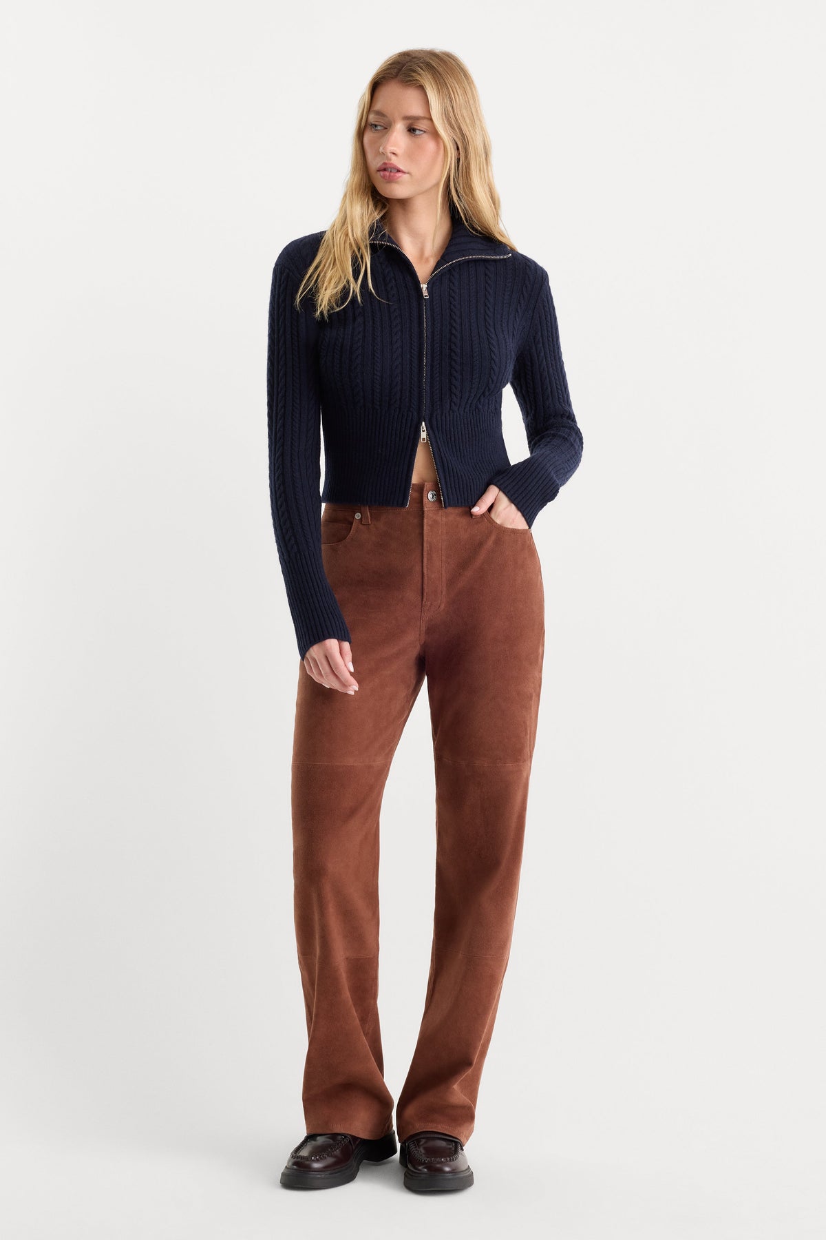 Luxury SUEDE GOOD TRUE STRAIGHT PANT CAFE CLAY