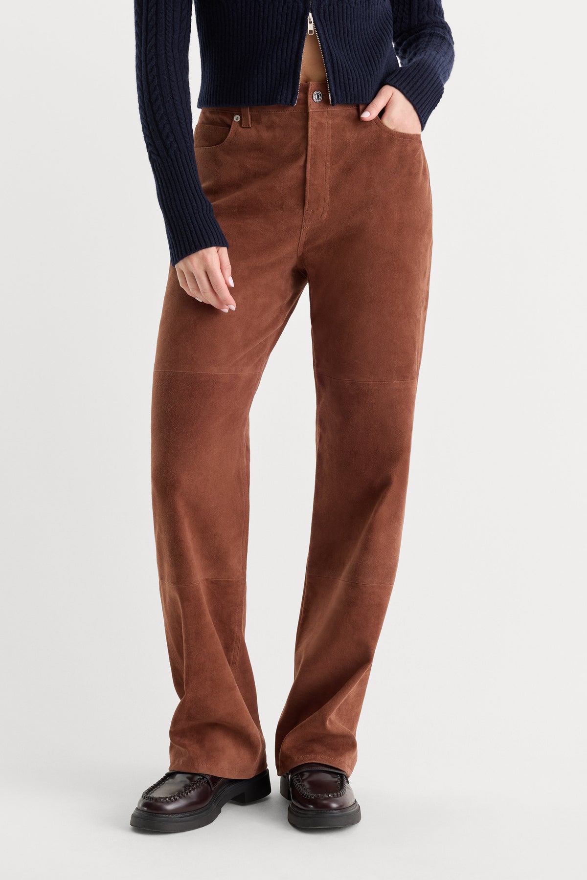 Luxury SUEDE GOOD TRUE STRAIGHT PANT CAFE CLAY