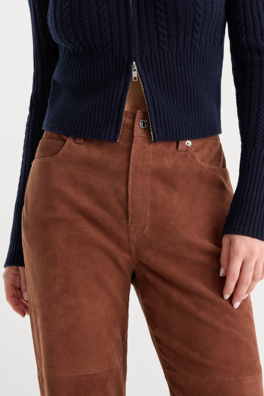 Luxury SUEDE GOOD TRUE STRAIGHT PANT CAFE CLAY