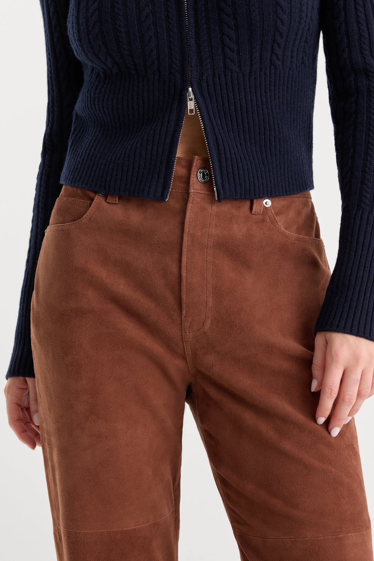 Luxury SUEDE GOOD TRUE STRAIGHT PANT CAFE CLAY