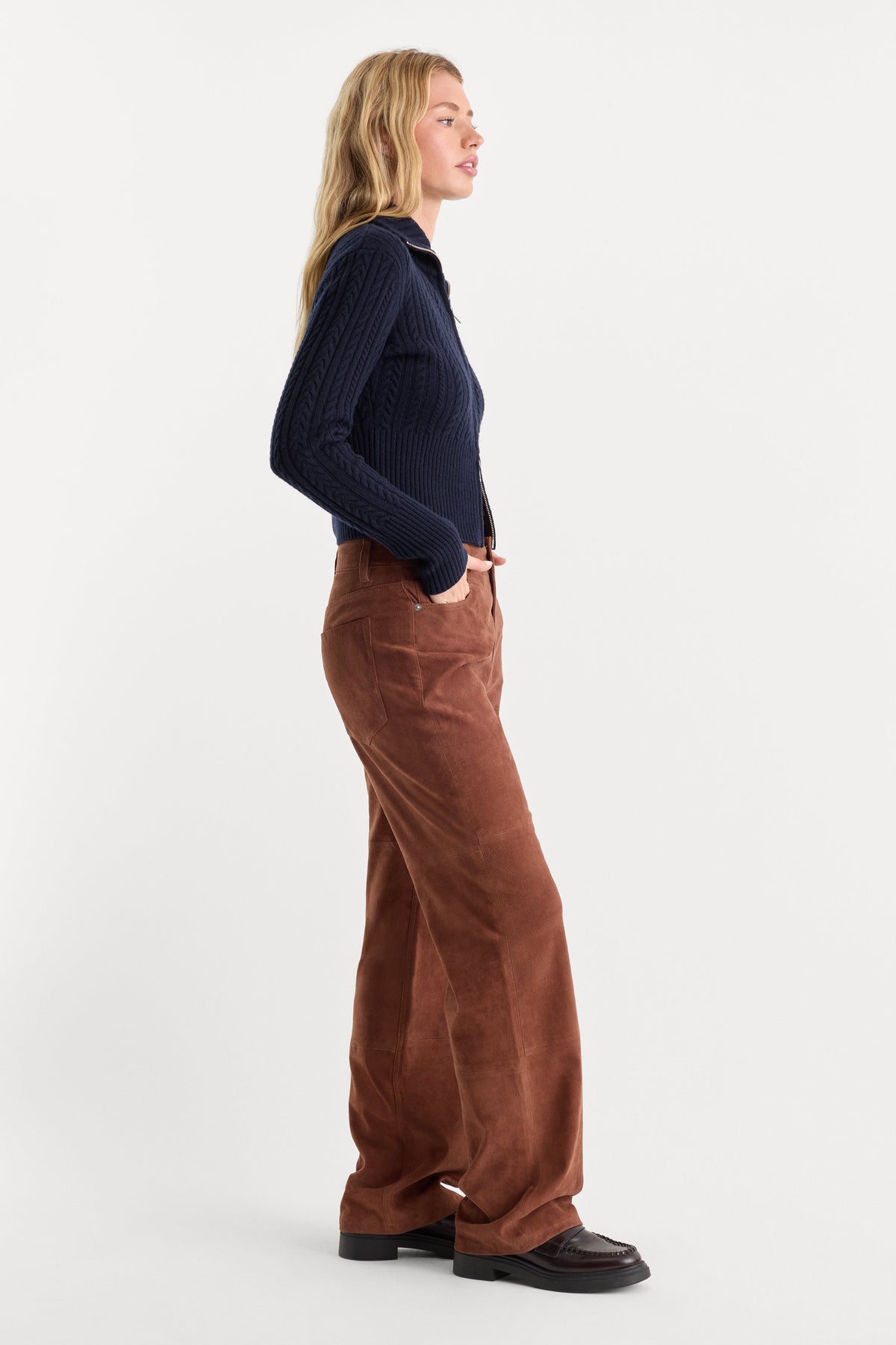 Luxury SUEDE GOOD TRUE STRAIGHT PANT CAFE CLAY