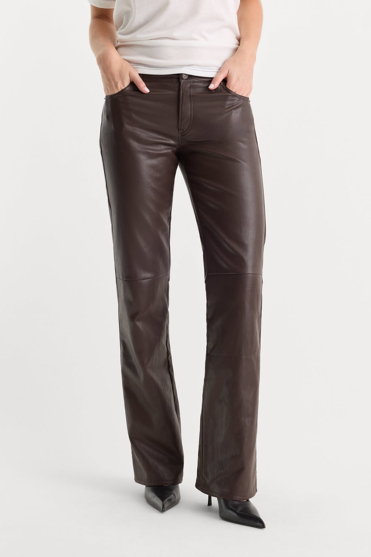 Luxury BETTER THAN LEATHER LOW RISE BOOTCUT PANT ESPRESSO