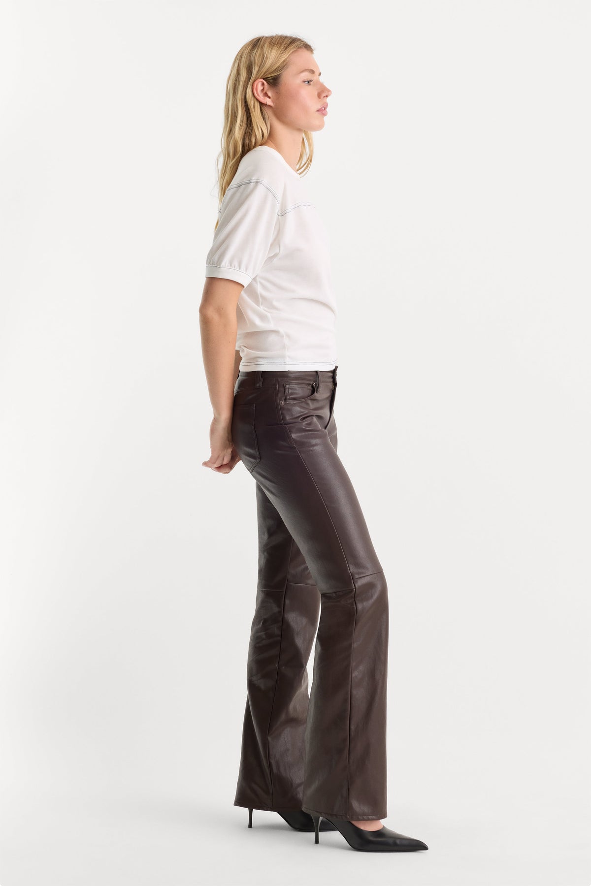 Luxury BETTER THAN LEATHER LOW RISE BOOTCUT PANT ESPRESSO