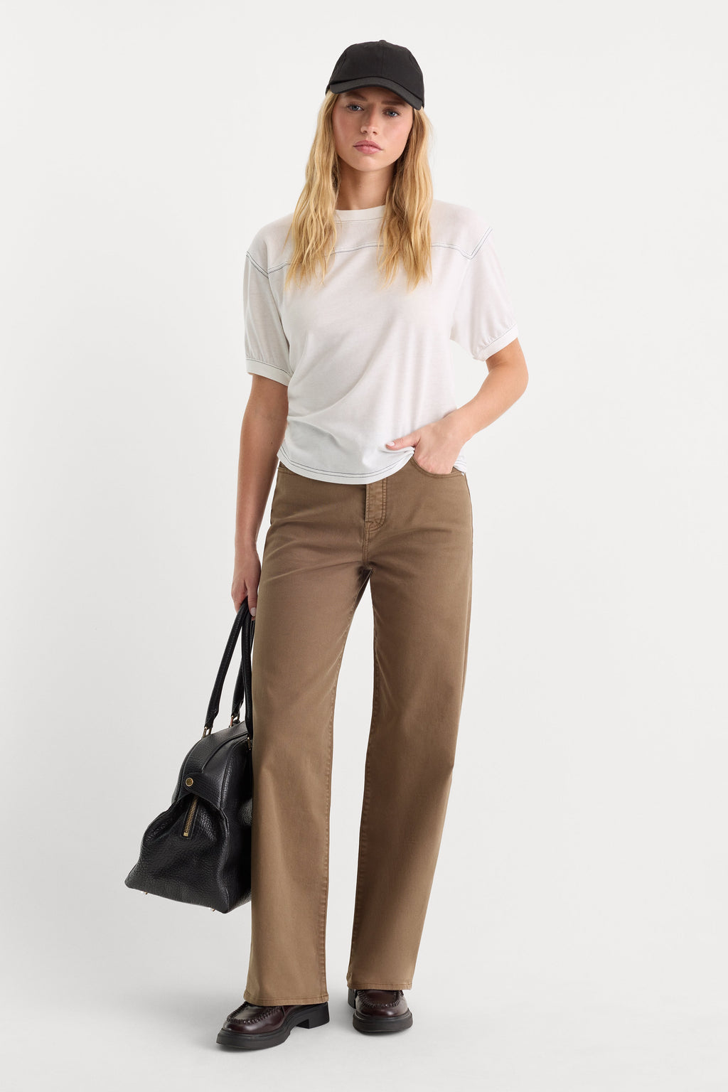Luxury TWILL VINTAGE WIDE PANT TEA BARK