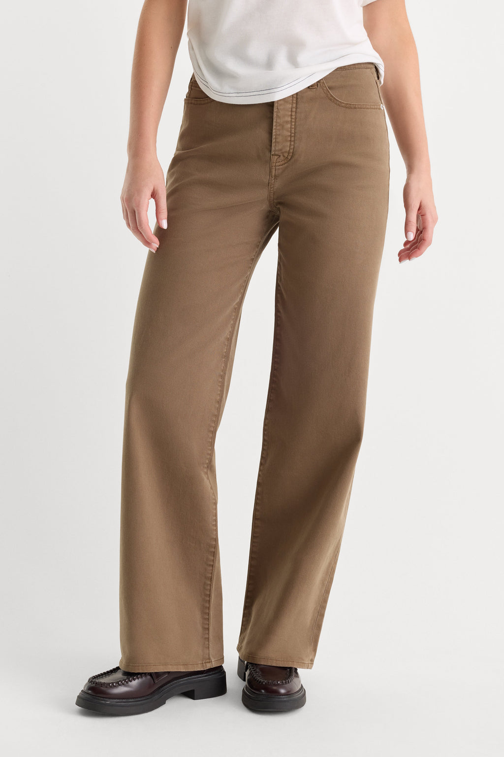 Luxury TWILL VINTAGE WIDE PANT TEA BARK