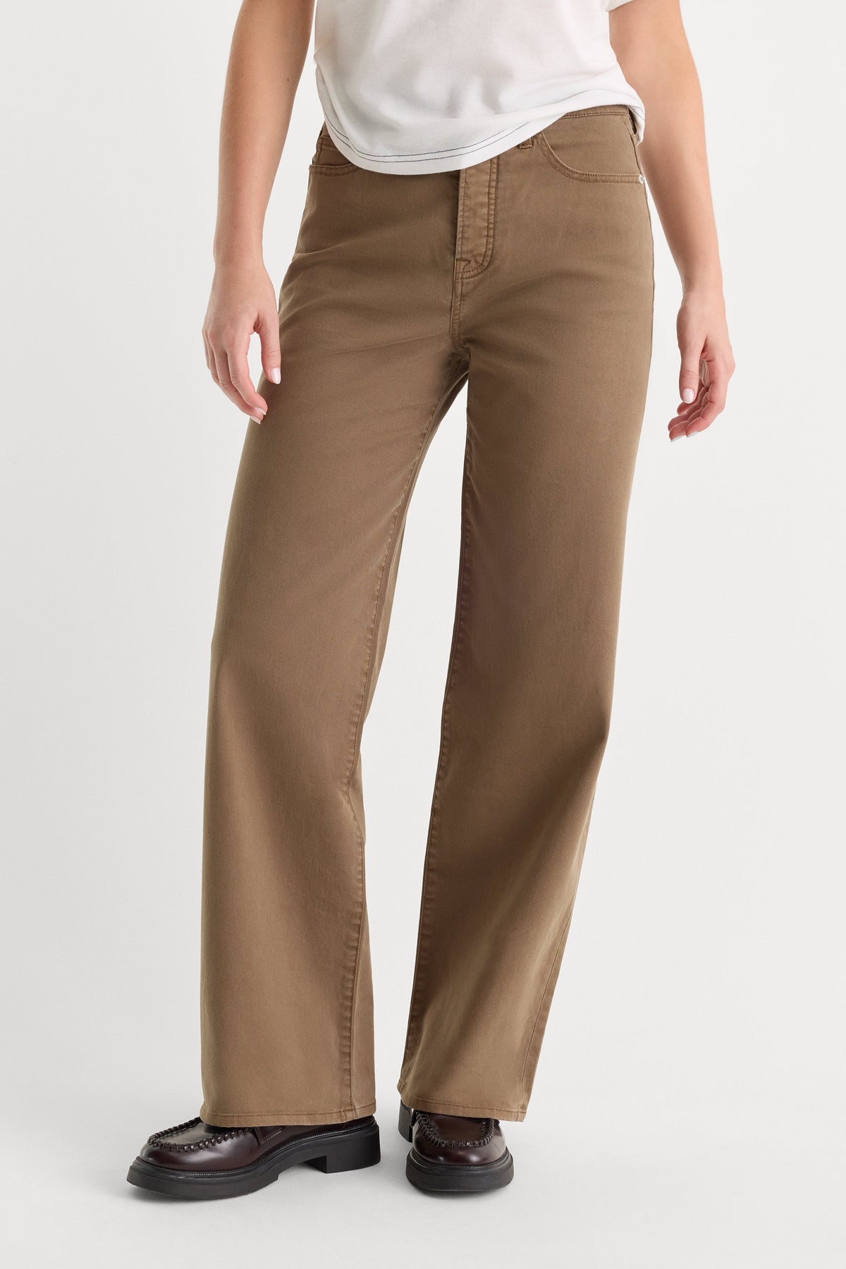 Luxury TWILL VINTAGE WIDE PANT TEA BARK