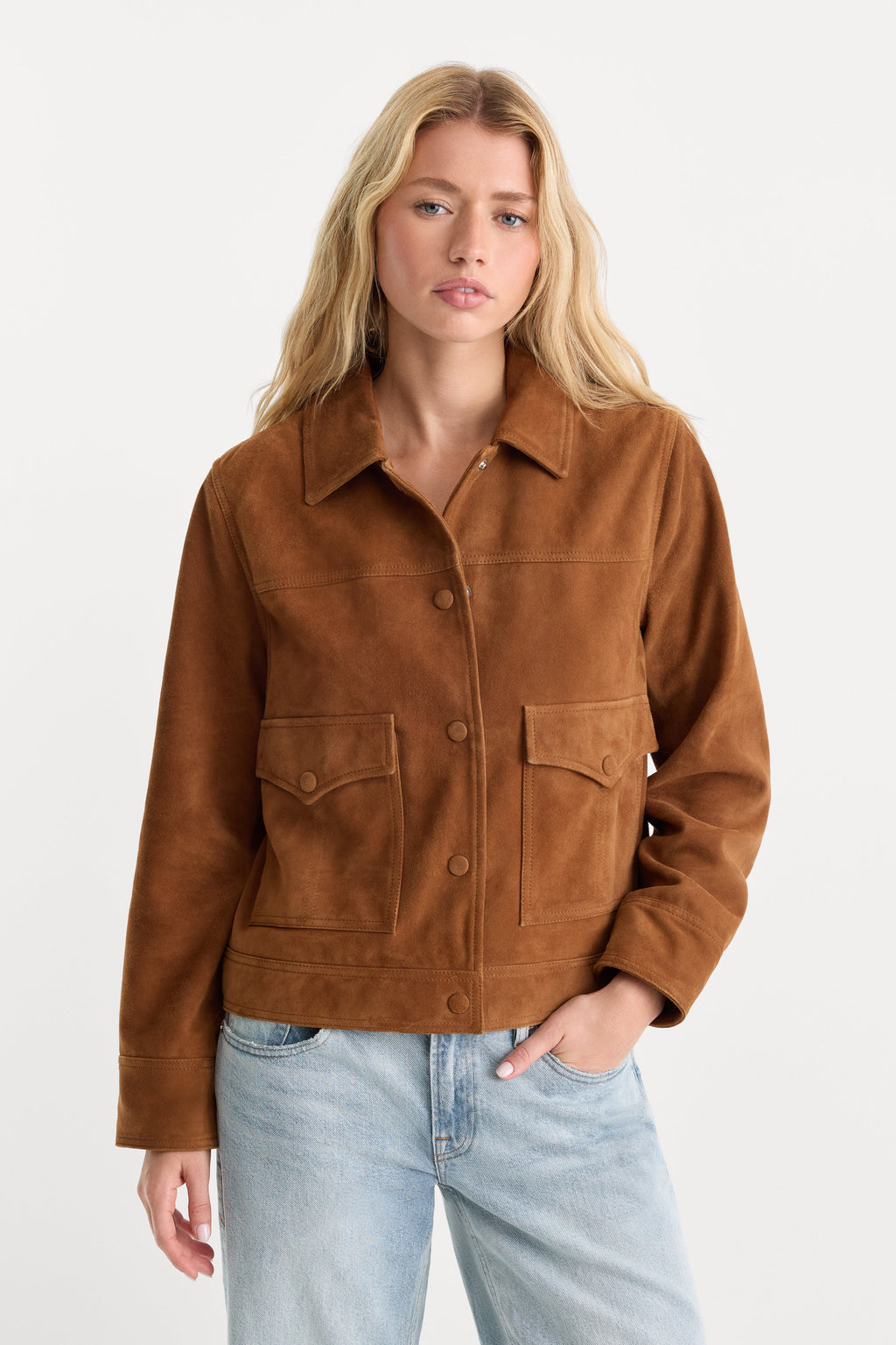 Luxury THE SUEDE BOXY JACKET CAFE CLAY