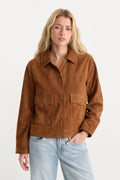 Luxury THE SUEDE BOXY JACKET CAFE CLAY