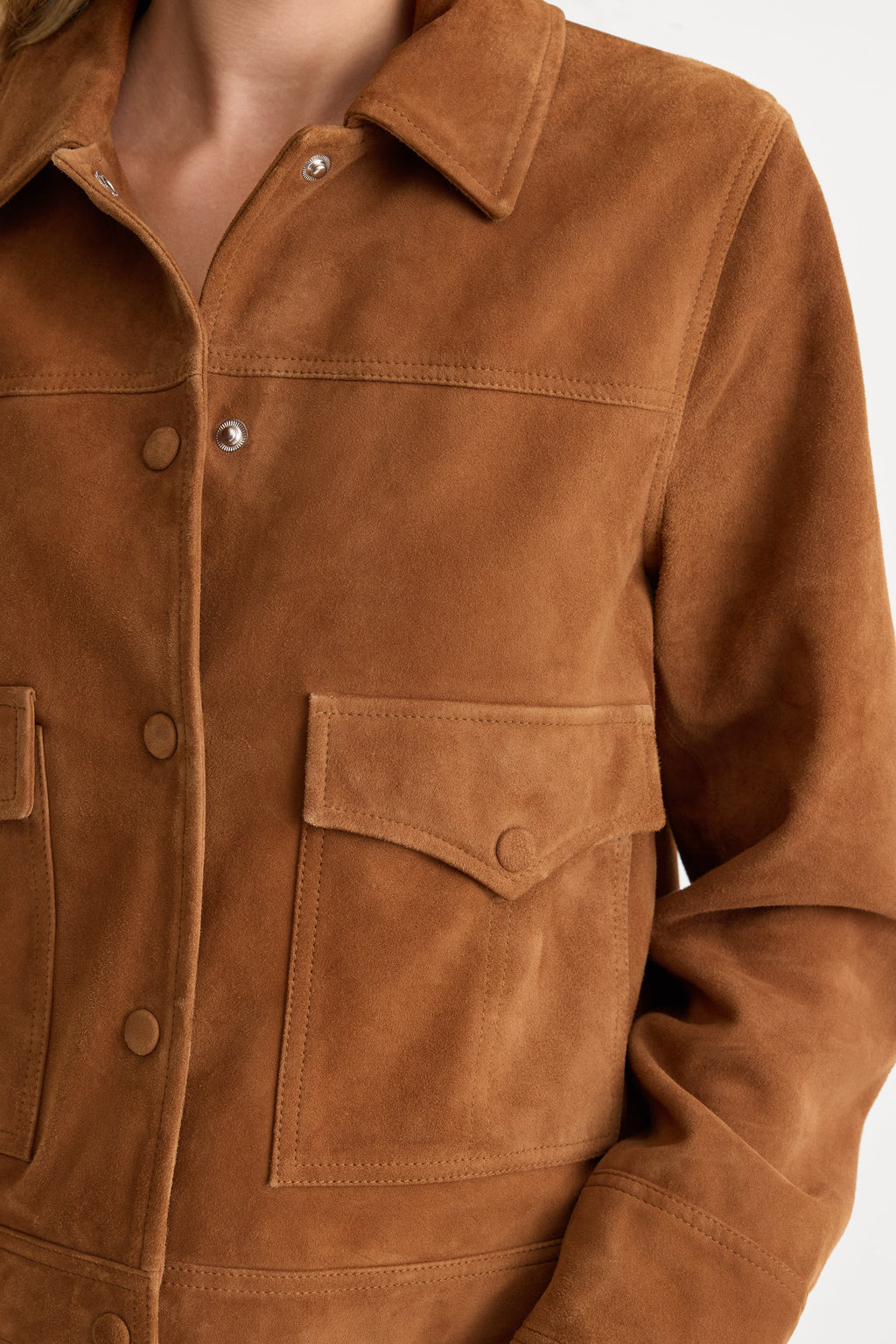 Luxury THE SUEDE BOXY JACKET CAFE CLAY