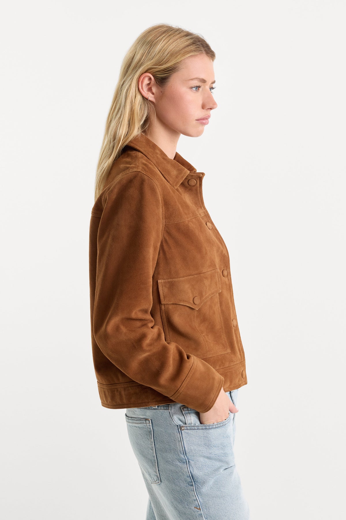 Luxury THE SUEDE BOXY JACKET CAFE CLAY