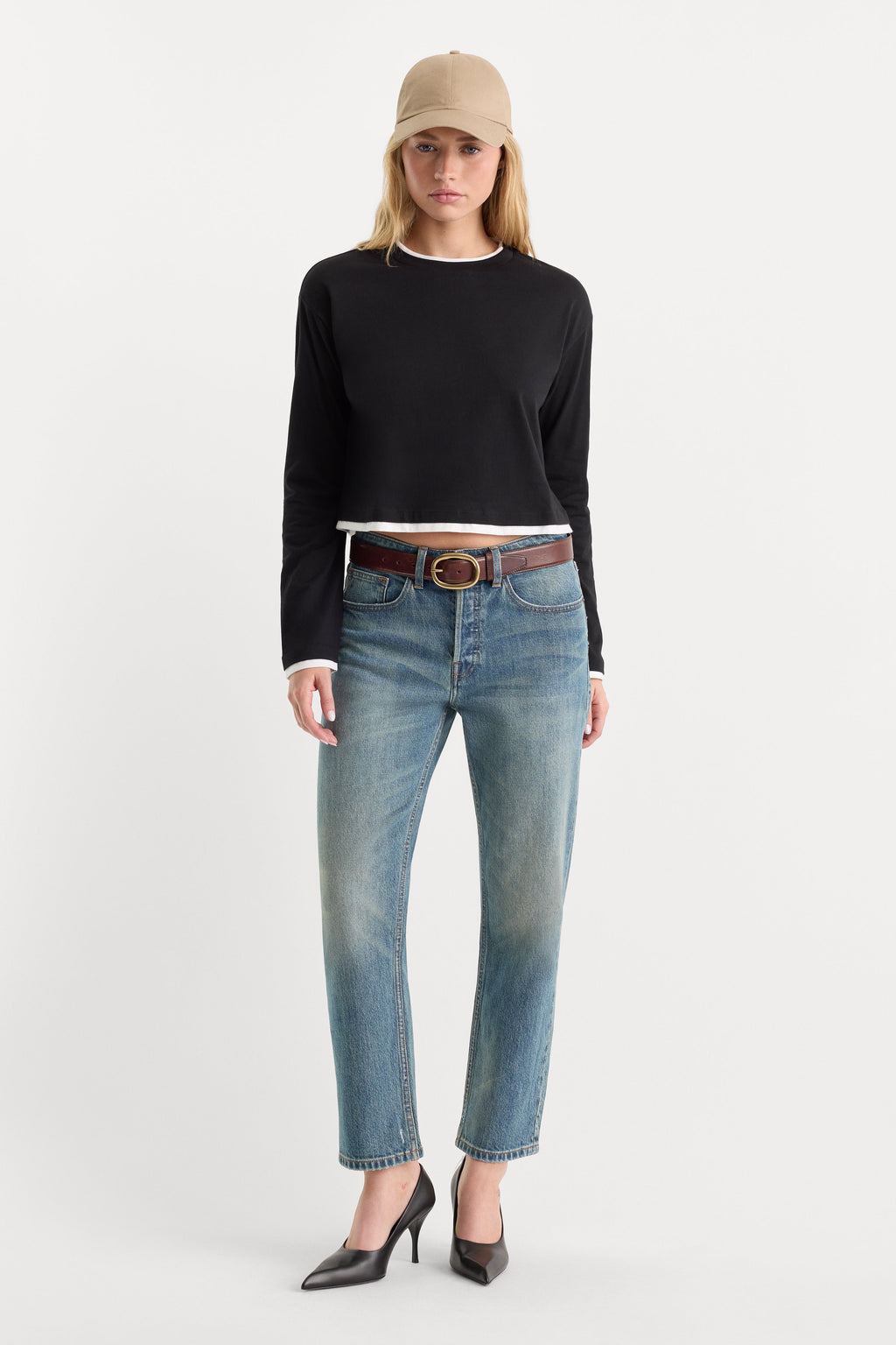 Luxury THE LONG SLEEVE LAYERED TEE BLACK