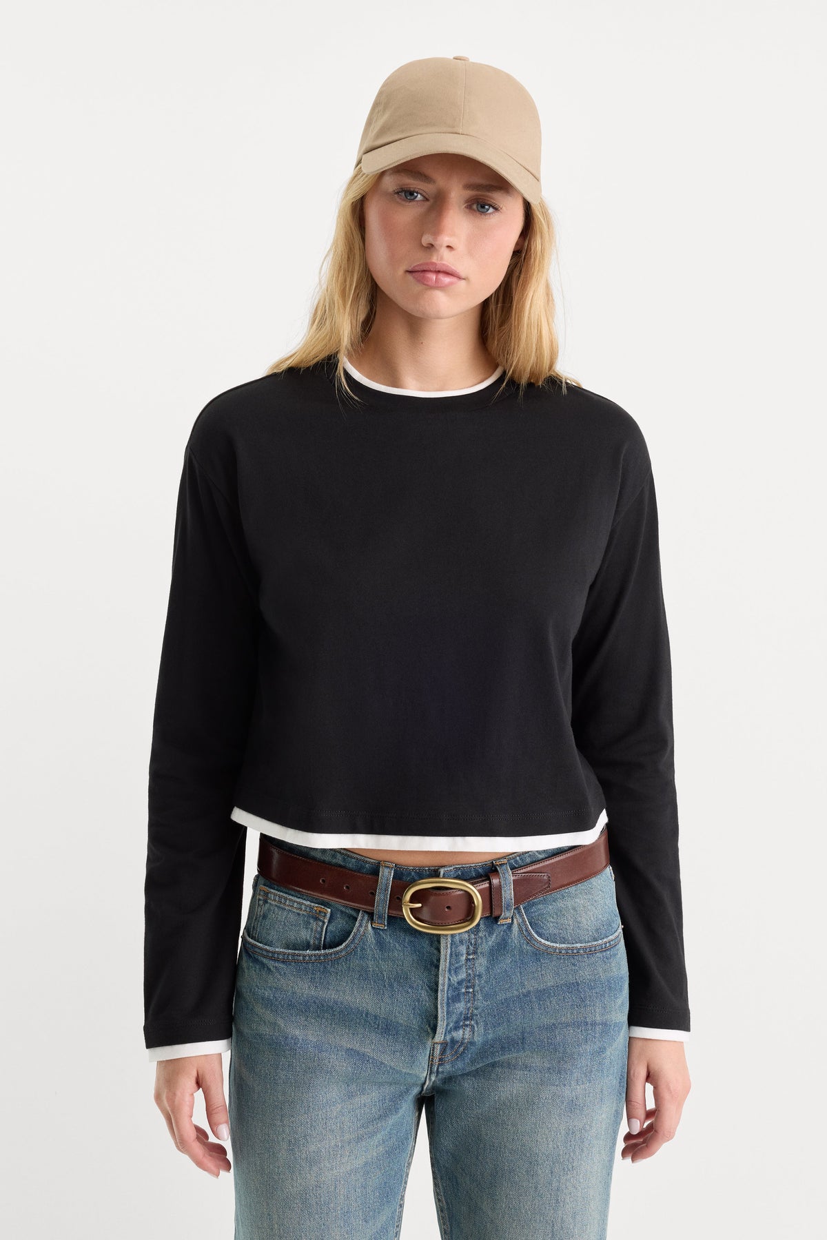 Luxury THE LONG SLEEVE LAYERED TEE BLACK