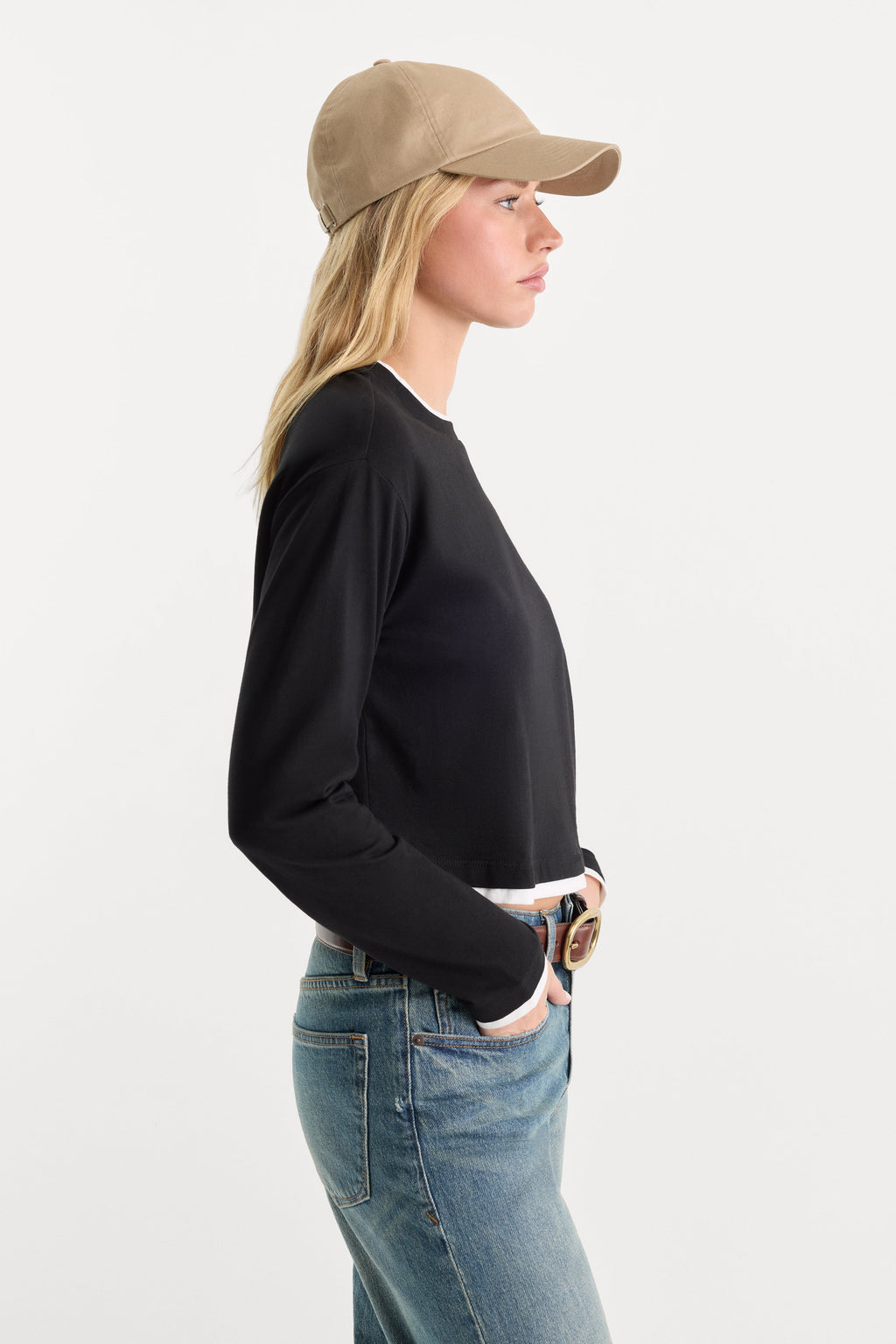 Luxury THE LONG SLEEVE LAYERED TEE BLACK