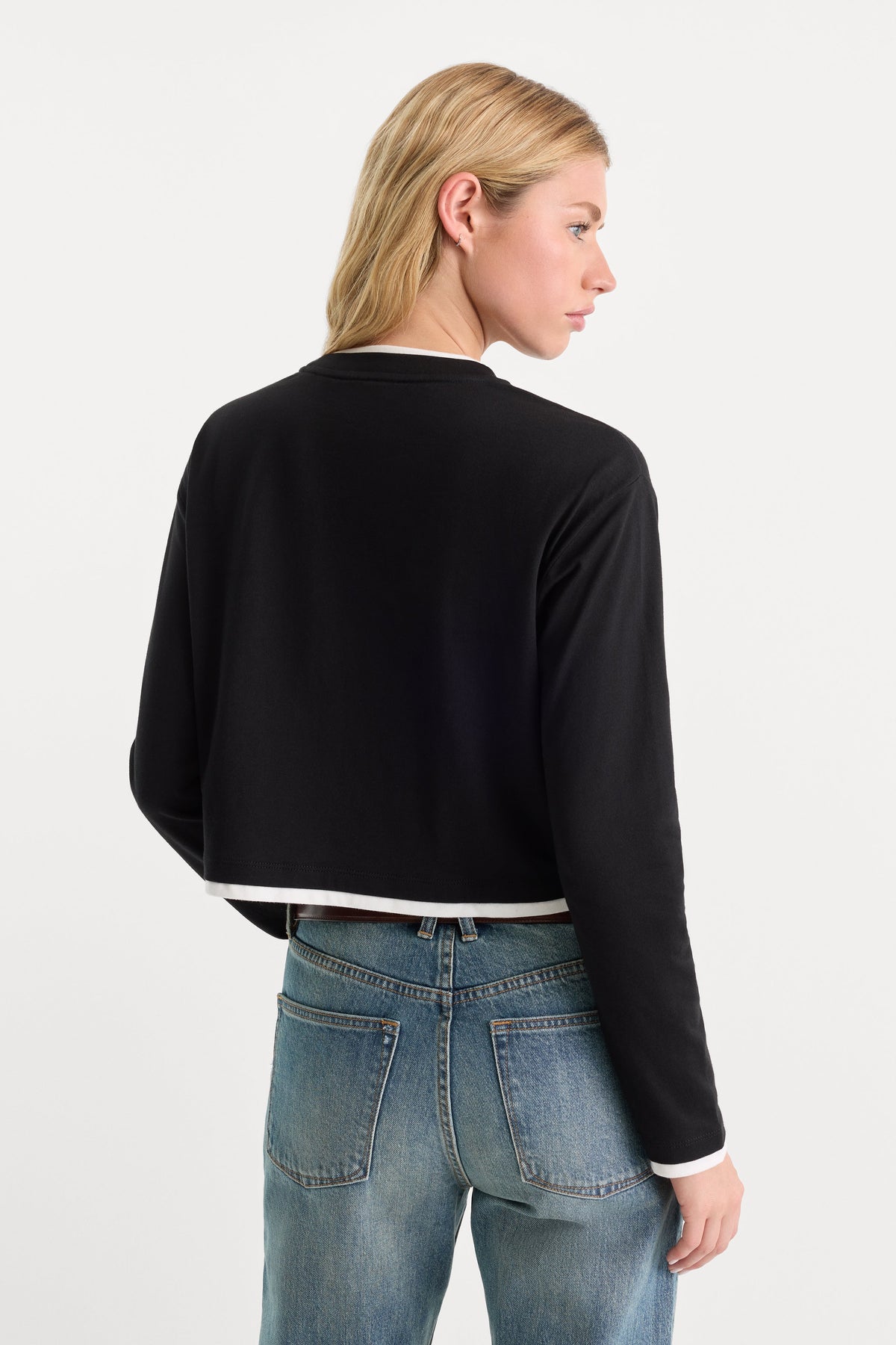 Luxury THE LONG SLEEVE LAYERED TEE BLACK