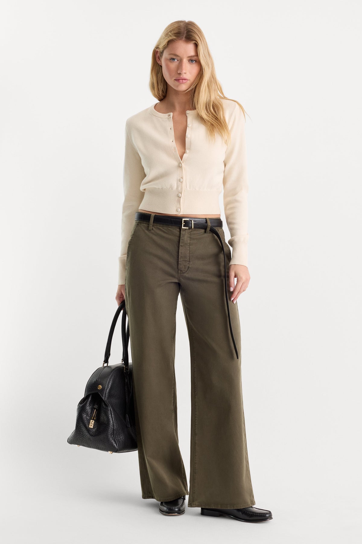 Luxury LOW SLUNG BAGGY TROUSER WASHED FATIGUE GREEN