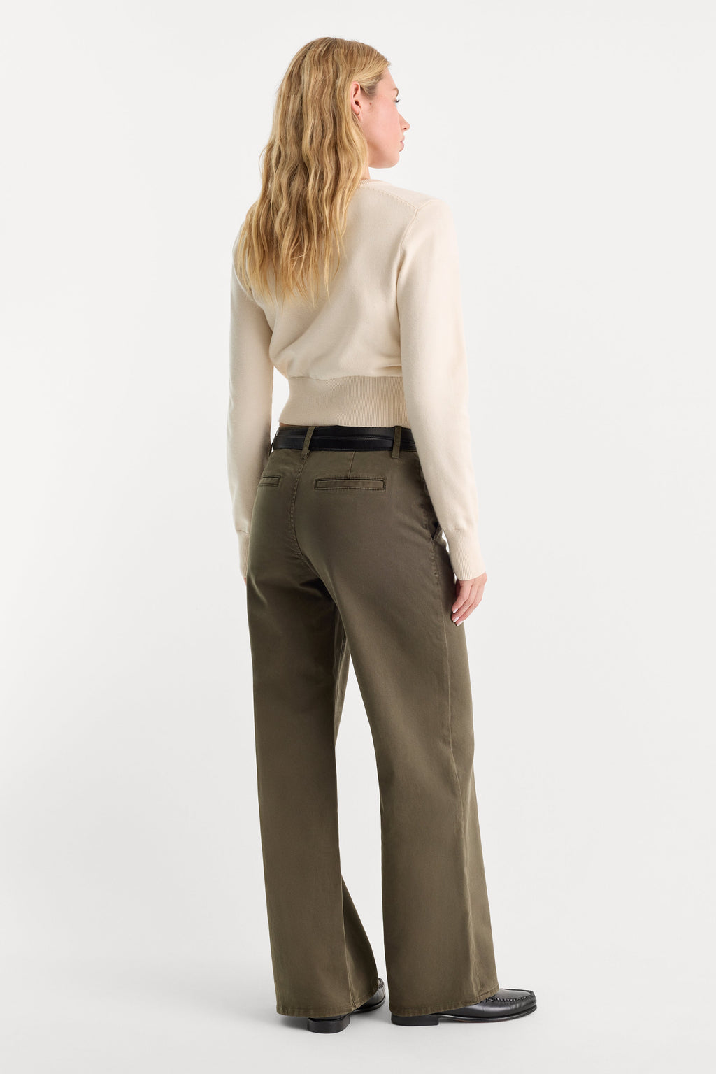 Luxury LOW SLUNG BAGGY TROUSER WASHED FATIGUE GREEN