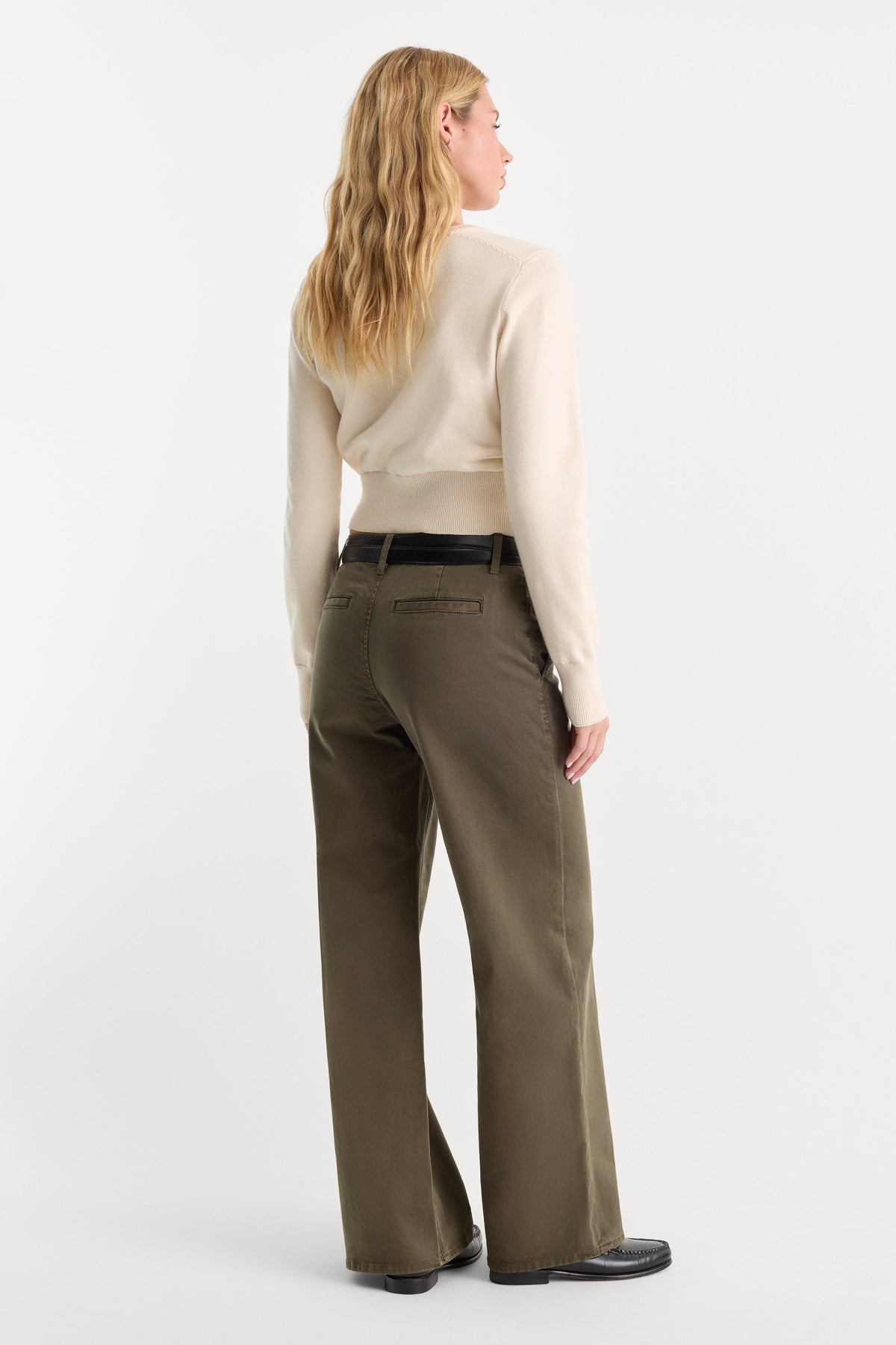 Luxury LOW SLUNG BAGGY TROUSER WASHED FATIGUE GREEN