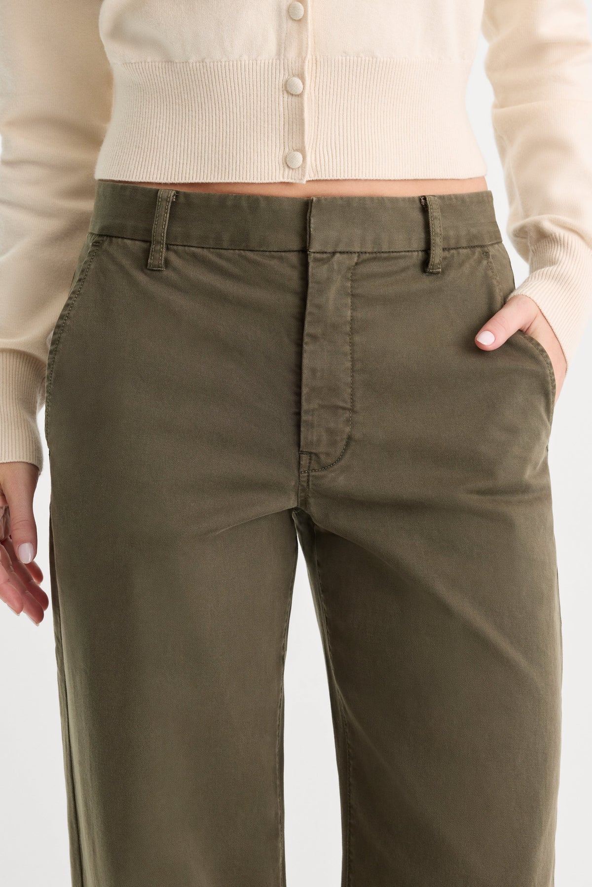 Luxury LOW SLUNG BAGGY TROUSER WASHED FATIGUE GREEN