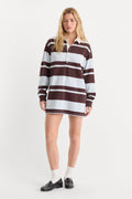 Luxury THE KNIT RUGBY MINI DRESS SKY MOCHA CLUB STRIPE