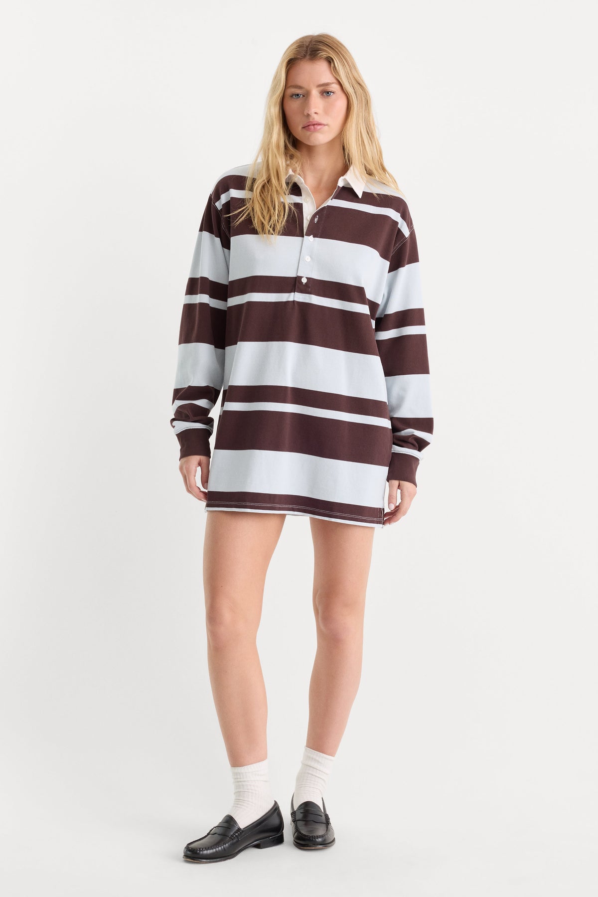 Luxury THE KNIT RUGBY MINI DRESS SKY MOCHA CLUB STRIPE