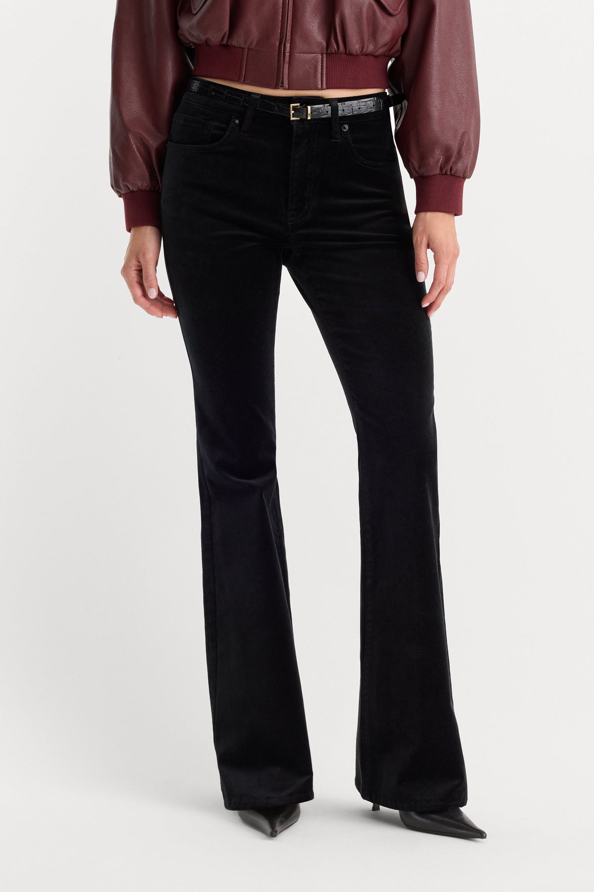 Luxury VELVET GOOD LEGS FLARE PANT BLACK