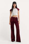 Luxury VELVET GOOD WAIST PALAZZO PANT BERRY NOIR