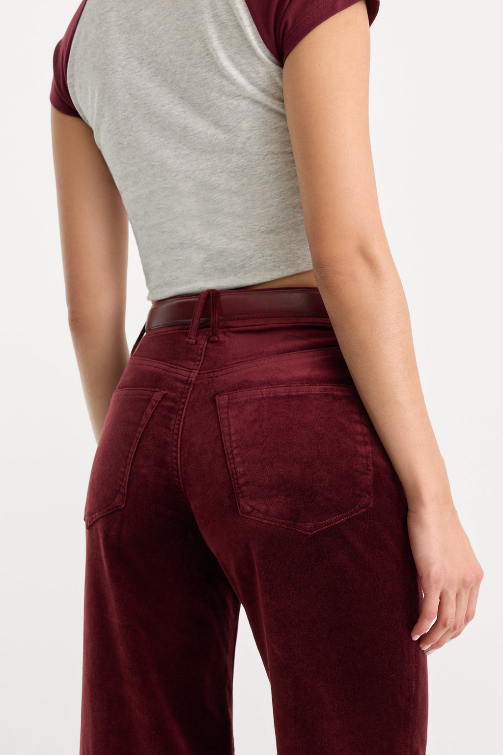 Luxury VELVET GOOD WAIST PALAZZO PANT BERRY NOIR