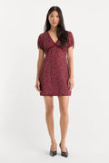 Luxury THE WOVEN V NECK DRESS BERRY NOIR PRINT