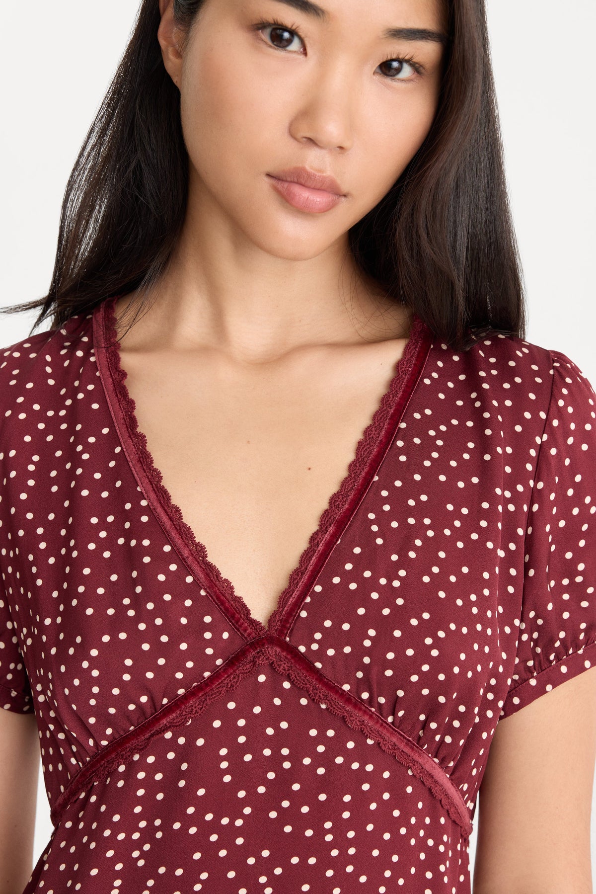 Luxury THE WOVEN V NECK DRESS BERRY NOIR PRINT