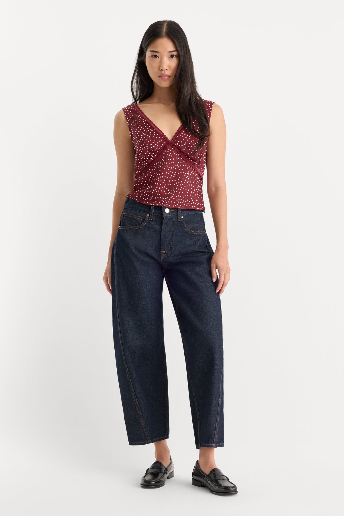 Luxury THE WOVEN V NECK TOP BERRY NOIR PRINT