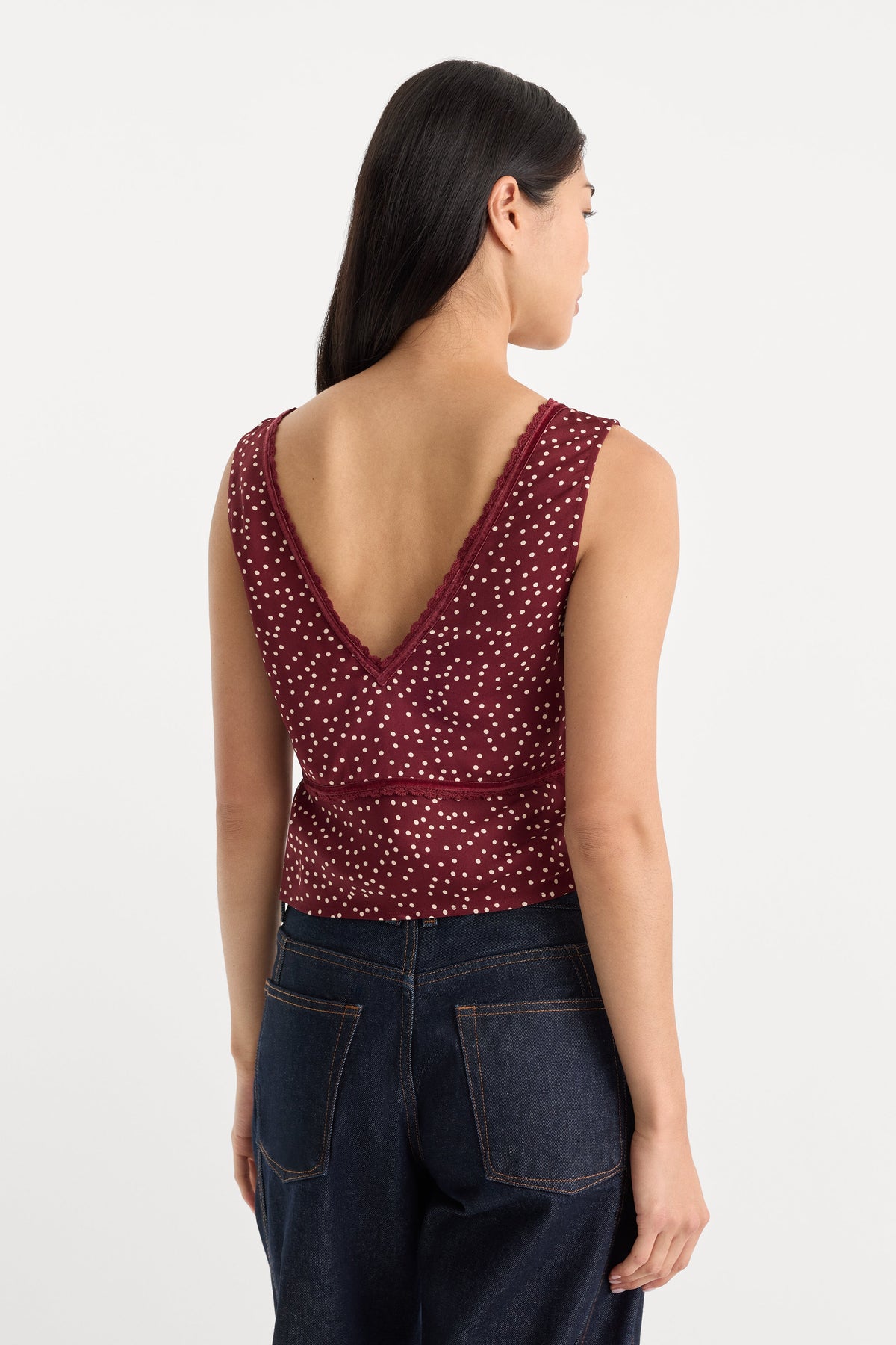 Luxury THE WOVEN V NECK TOP BERRY NOIR PRINT