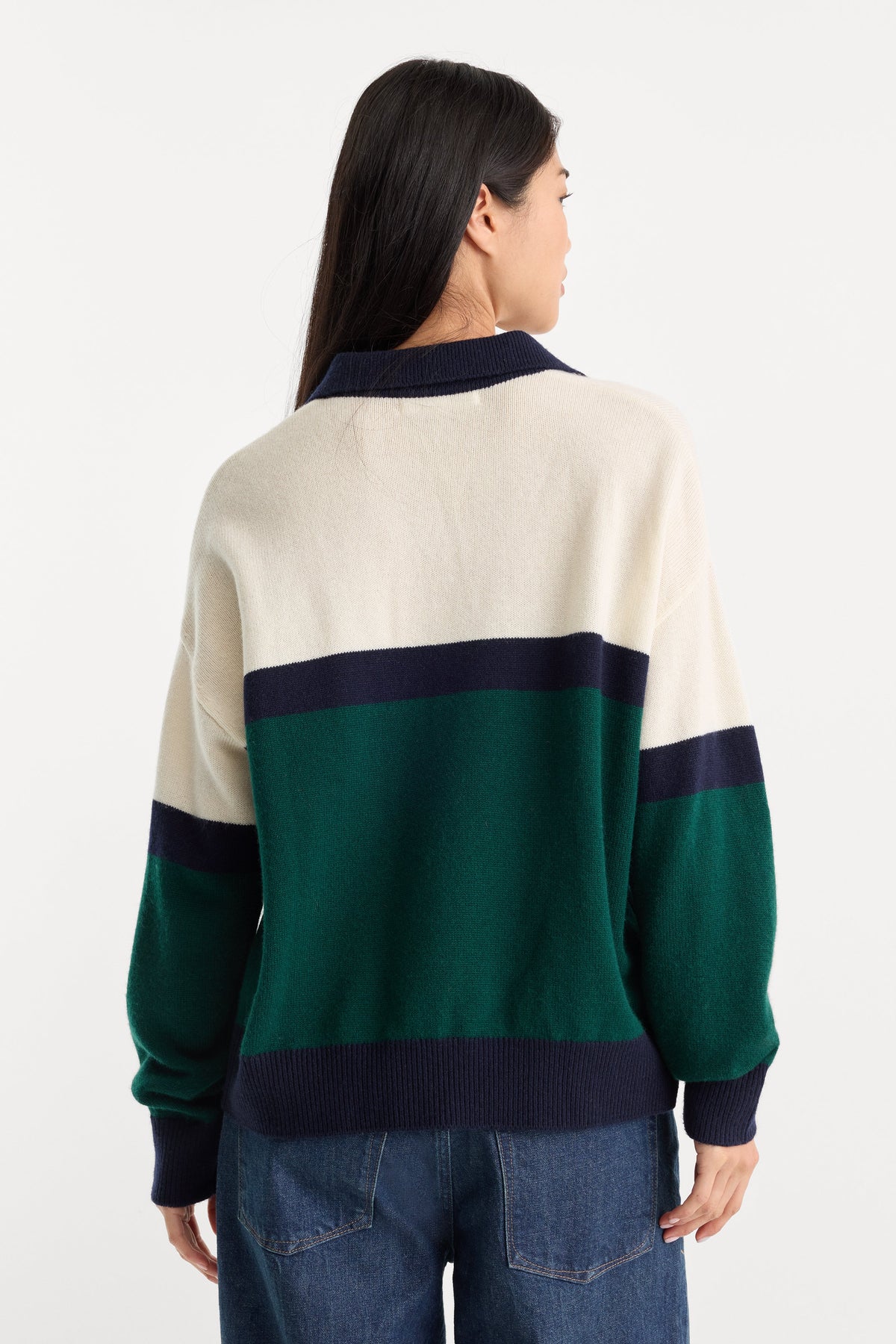 Luxury THE OVERSIZED RUGBY SWEATER FOREST BLOCKED STRIPE