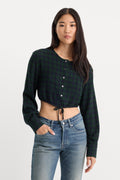 Luxury THE CRINKLE CINCHED SHIRT FOREST PLAID