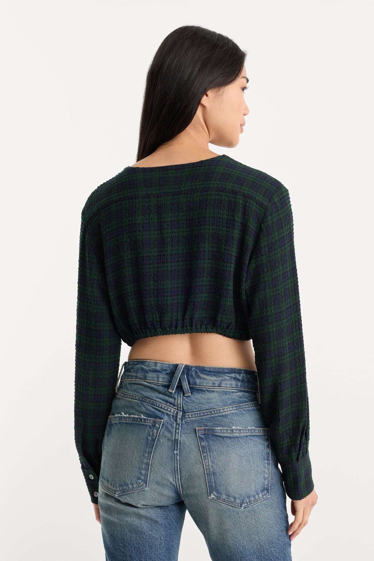 Luxury THE CRINKLE CINCHED SHIRT FOREST PLAID