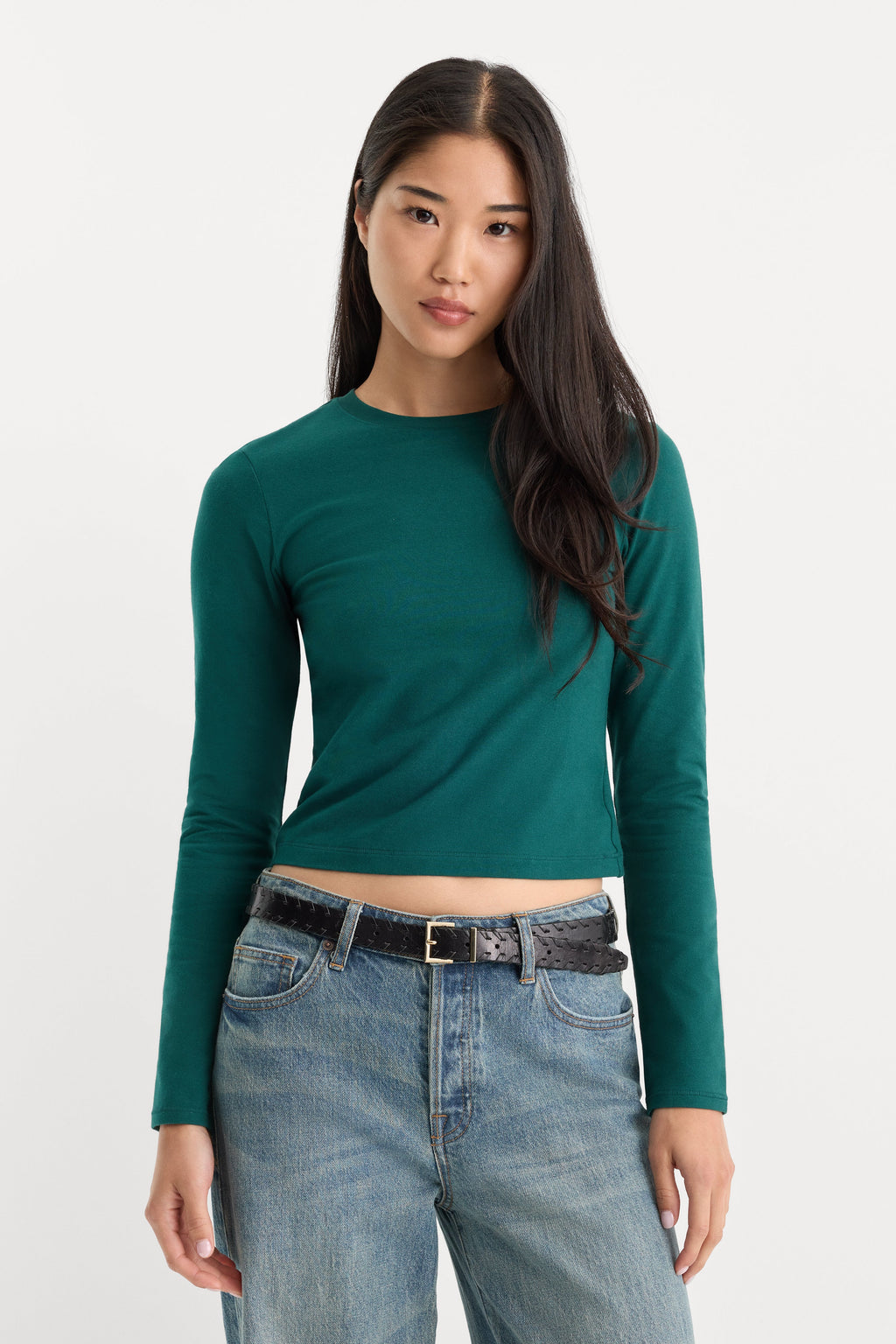 Luxury THE LONG SLEEVE BABY TEE FOREST GREEN