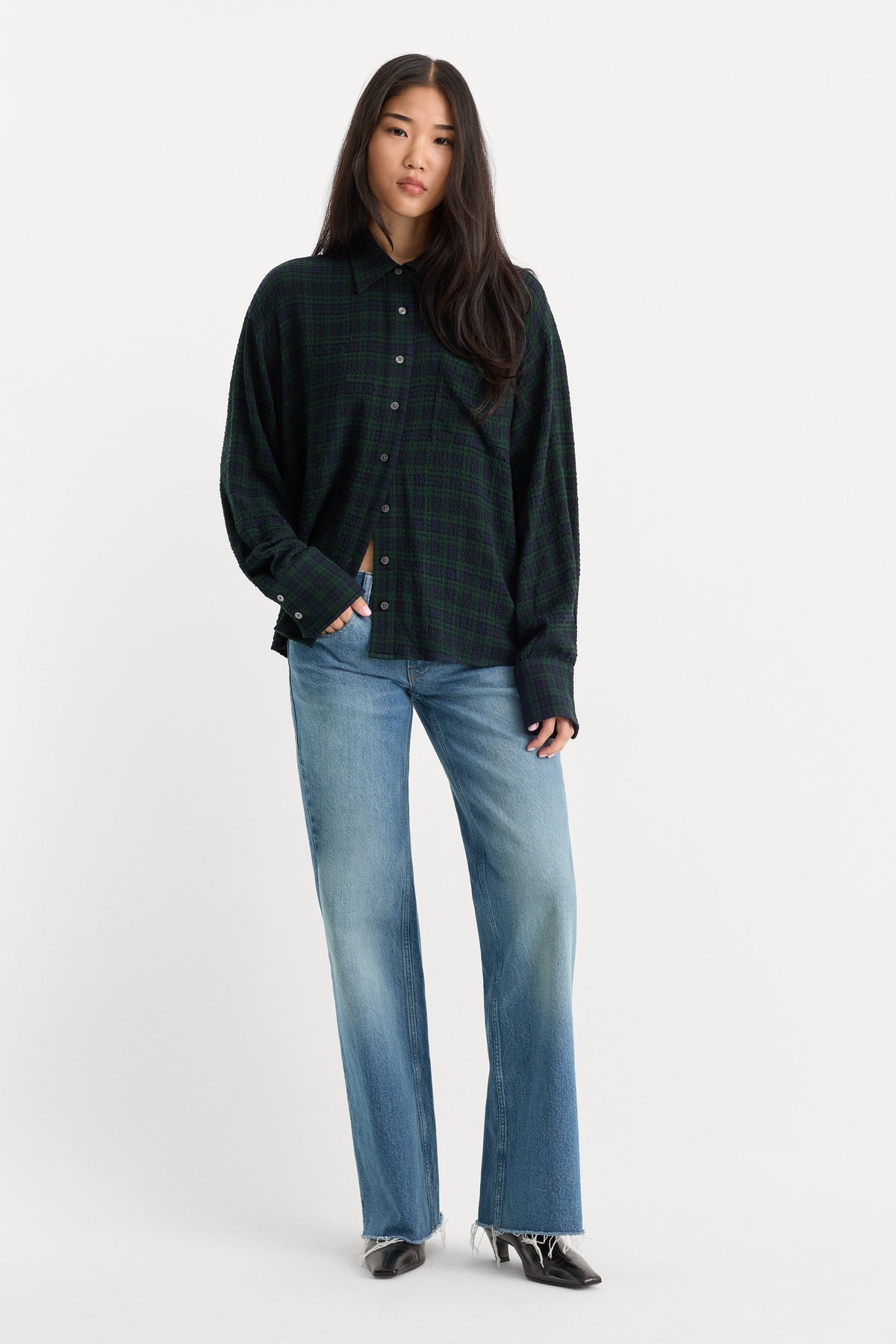 Luxury THE CRINKLE EASY SHIRT FOREST PLAID
