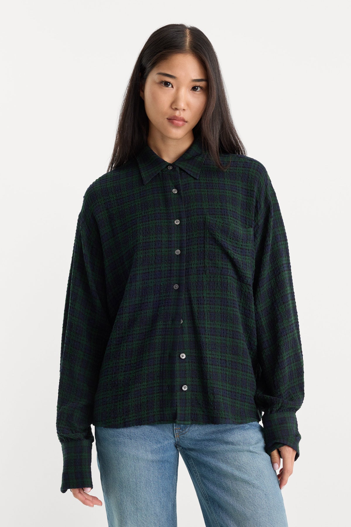 Luxury THE CRINKLE EASY SHIRT FOREST PLAID