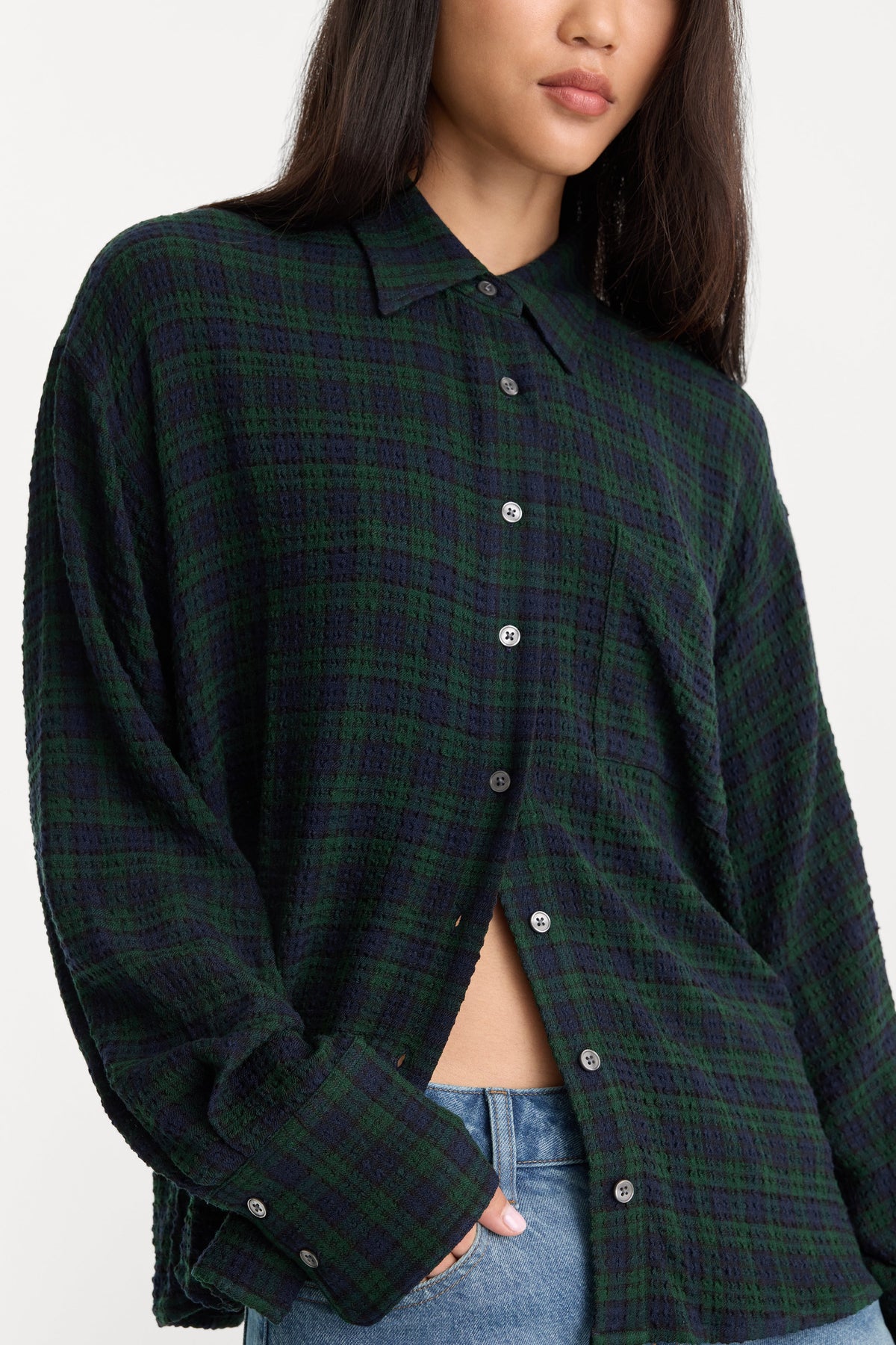 Luxury THE CRINKLE EASY SHIRT FOREST PLAID