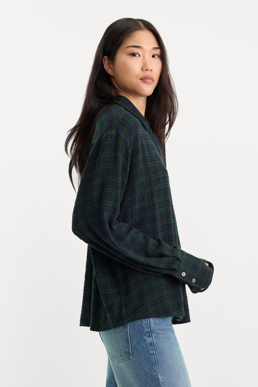 Luxury THE CRINKLE EASY SHIRT FOREST PLAID