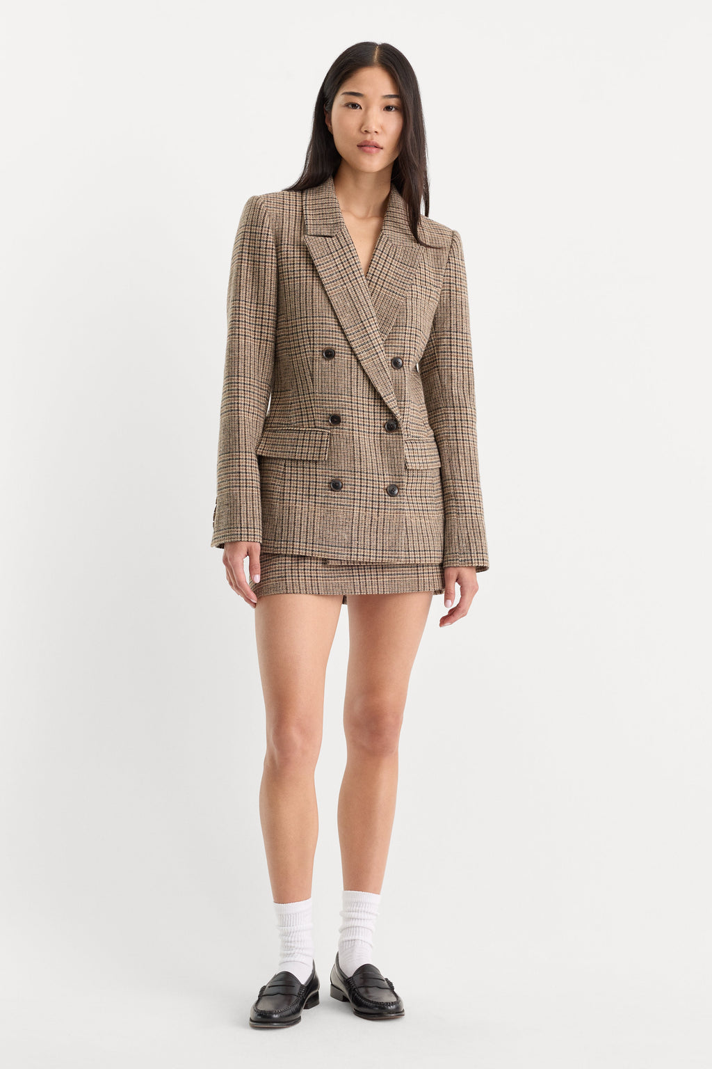 Luxury THE DOUBLE BREASTED BLAZER BROWN PLAID