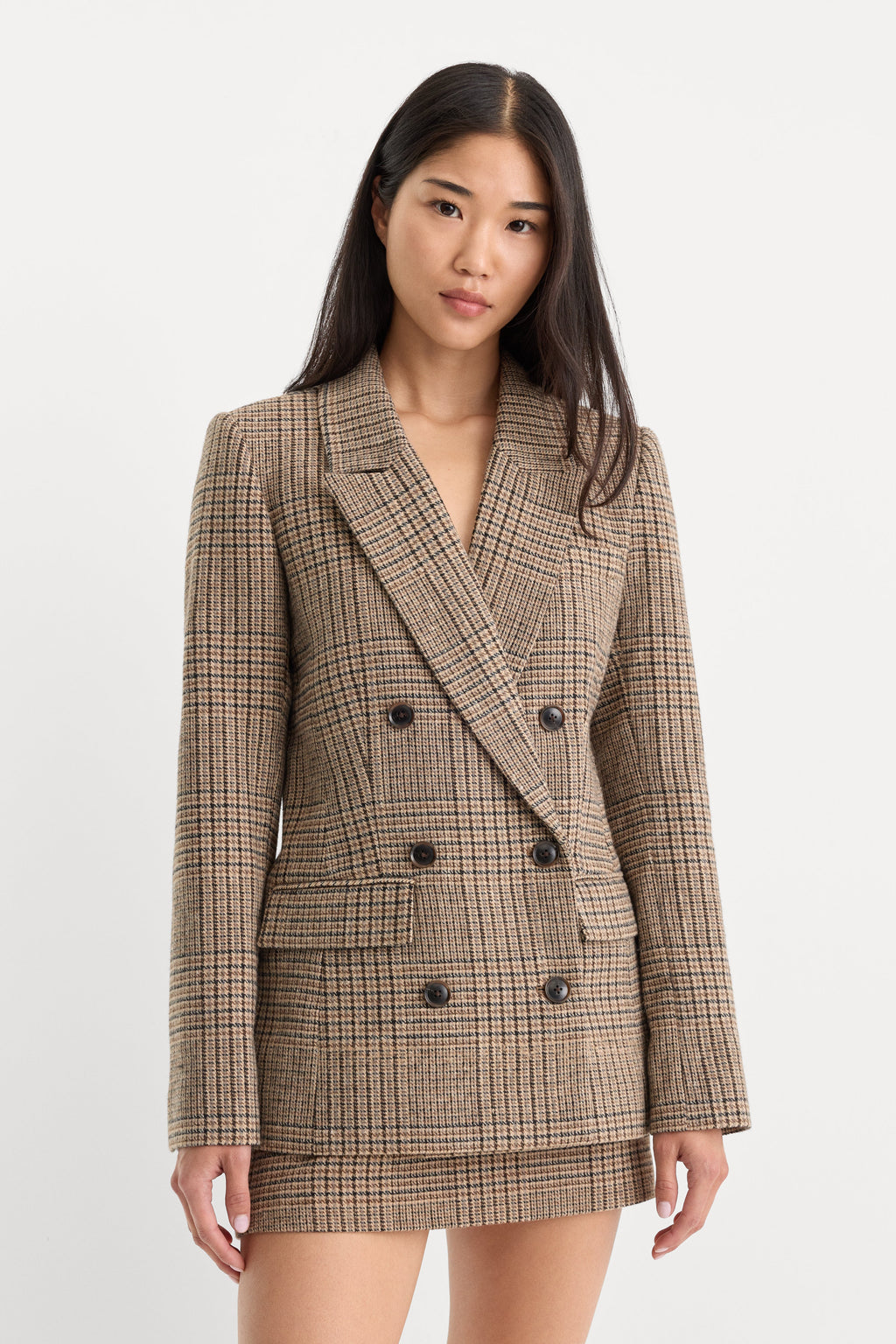 Luxury THE DOUBLE BREASTED BLAZER BROWN PLAID