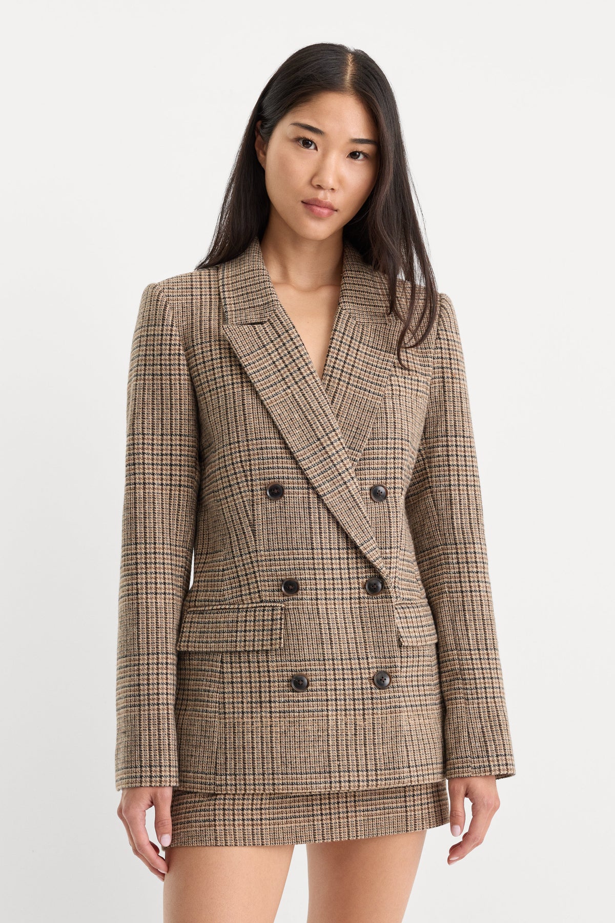 Luxury THE DOUBLE BREASTED BLAZER BROWN PLAID