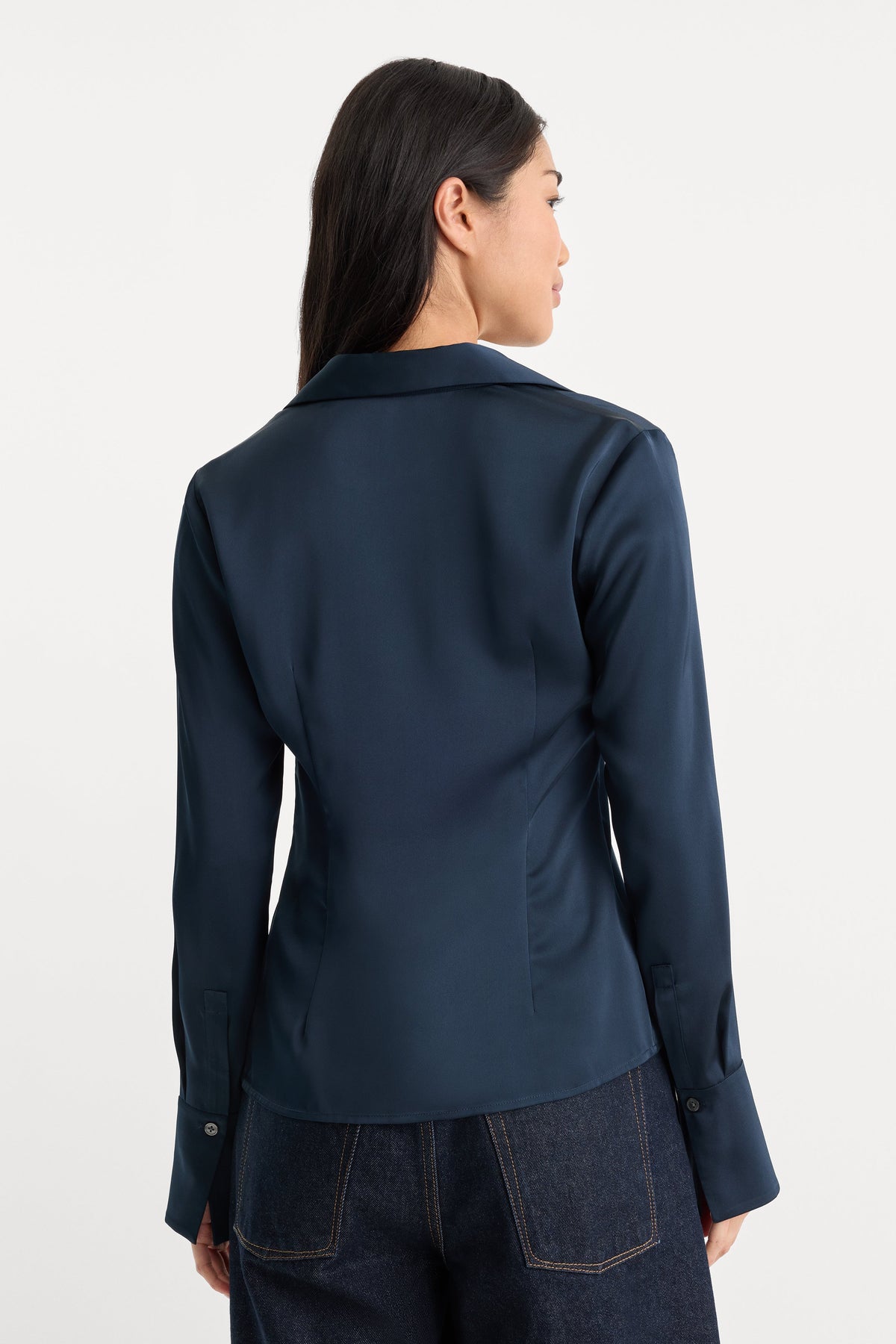 Luxury THE SATIN FEMME SHIRT NEW NAVY002