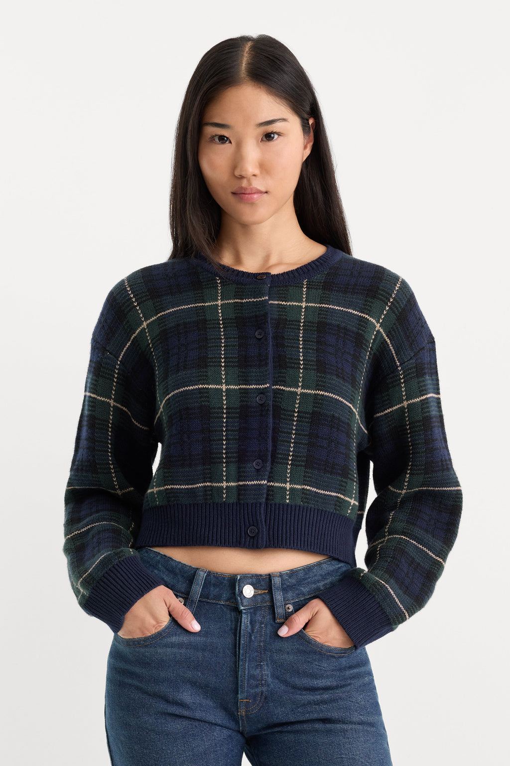 Luxury THE JACQUARD CARDIGAN FOREST PLAID